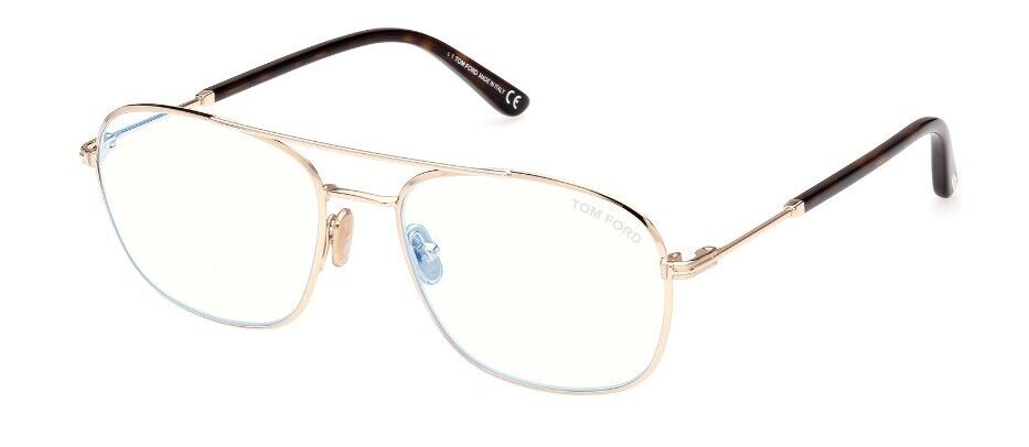 Tom Ford FT5830-B 028 Shiny Rose Gold/Blue Block Men's Eyeglasses