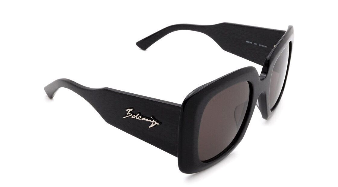 Balenciaga BB0119S 001 Black Grey Square Women's Full-Rim Sunglasses