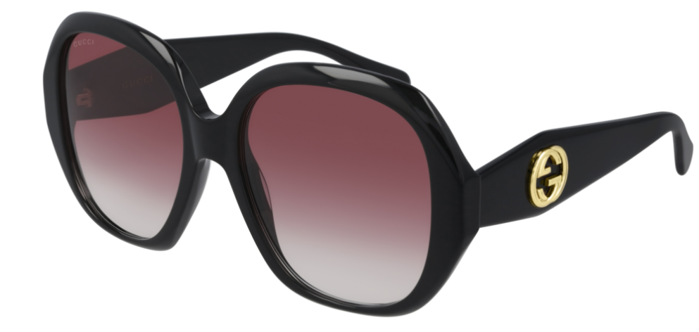 Gucci GG 0796S 002 Black/Red Gradient Octagonal Women's Sunglasses