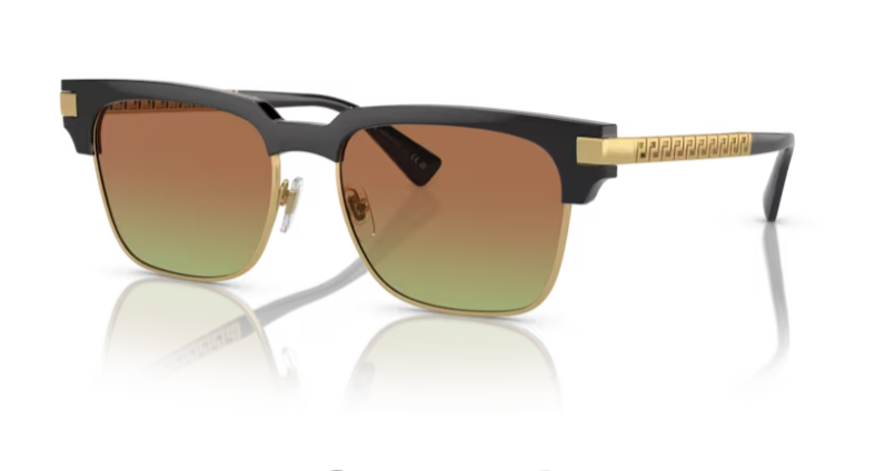 Versace 0VE4447 GB1/E8 Black/Green/brown Rectangular Men's Sunglasses