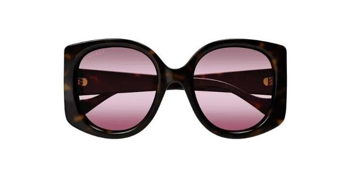 Gucci GG1257S 003 Havana/Red Gradient Square Women's Sunglasses
