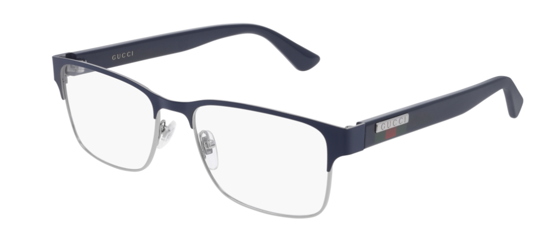 Gucci GG 0750O 003 Blue Rectangle Unisex Eyeglasses