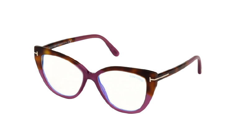 Tom Ford FT 5673-B 081 Purple Blonde Havana/Blue Block Eyeglasses