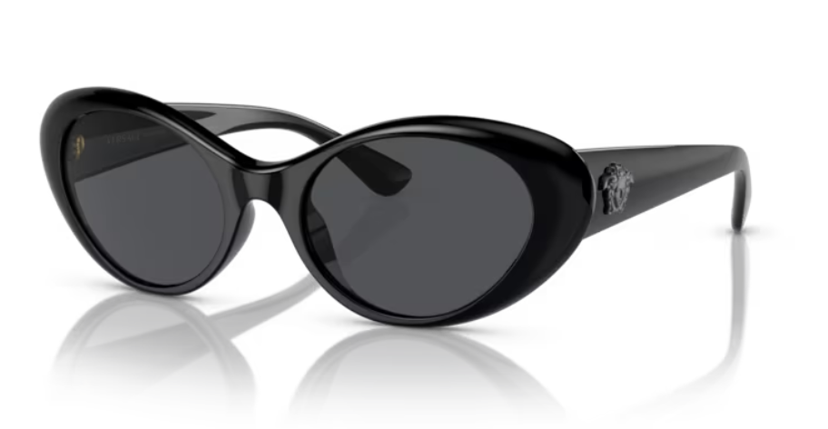 Versace 0VE4455 GB1/87 Black/Dark Grey Oval Women's Sunglasses