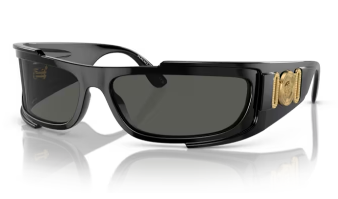 Versace VE4446 536087 Black /Dark grey Rectangular Men's Sunglasses