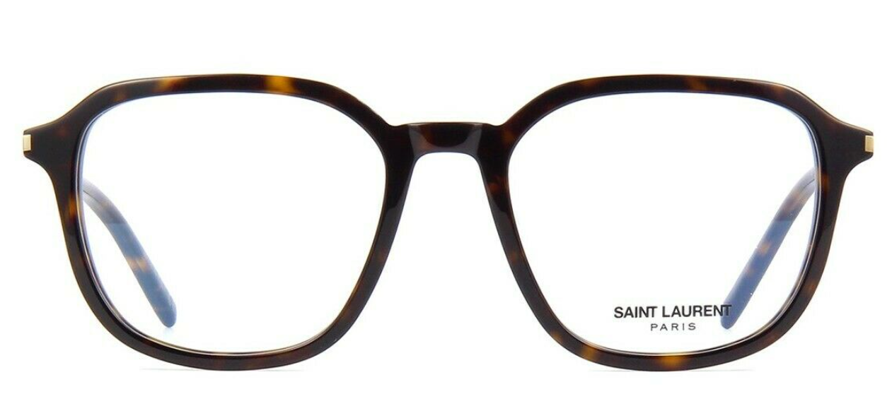 Saint Laurent SL 387 002 Havana Geometric Unisex Eyeglasses