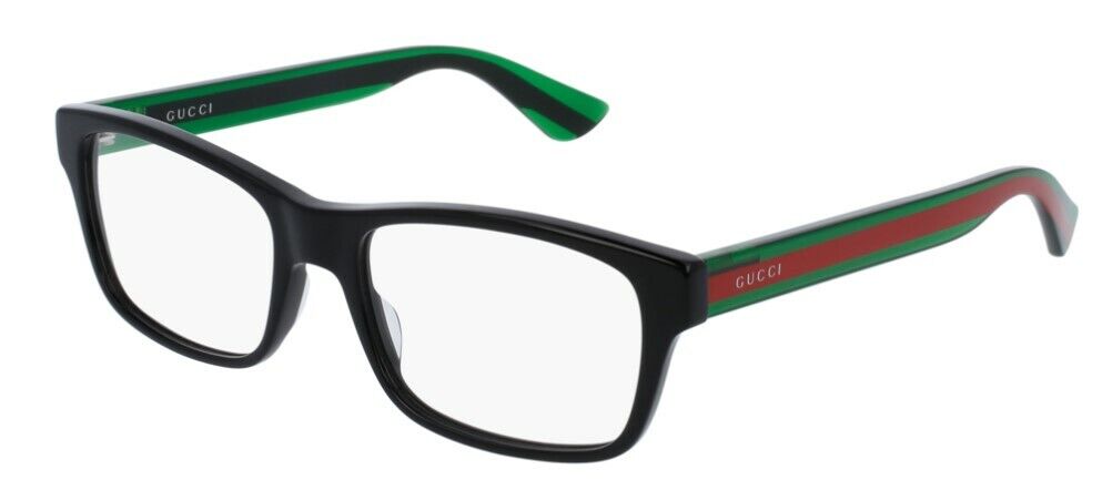Gucci GG 0006ON-006 Black/Green/Red Square Unisex Eyeglasses