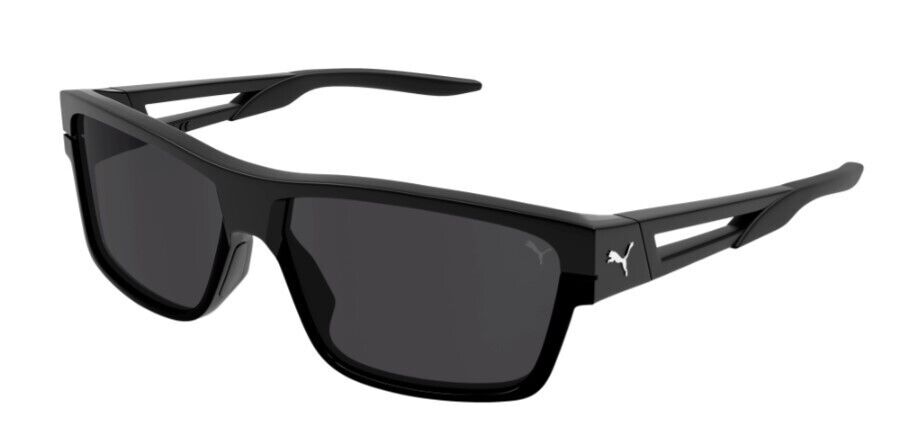 Puma PU0327S 001 Black/Black Rectangular Matte Full Rim Men's Sunglasses
