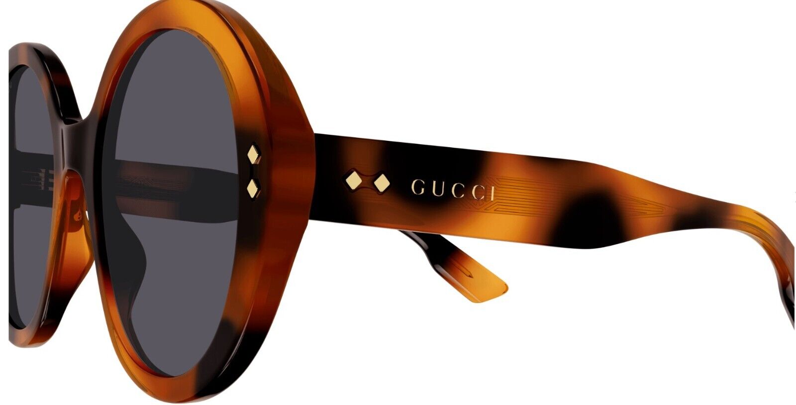 Gucci GG1081S 002 Havana/Smoke Round Women's Sunglasses
