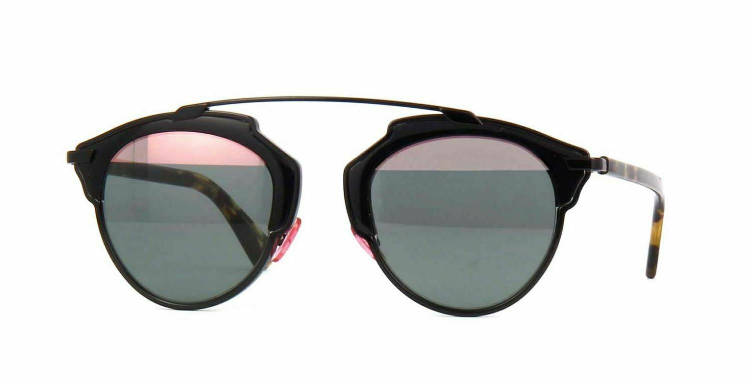New Christian Dior SO REAL NT1/ZJ Shiny Black Havana/Green Pink Sunglasses