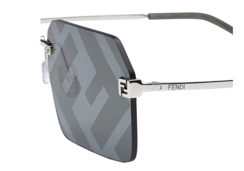 Fendi FE 40043U 16C Silver-Grey/Grey Mirrored Square Men's Sunglasses