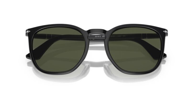 Persol 0PO3316S 95/31 Black/Green Rectangular Unisex Sunglasses