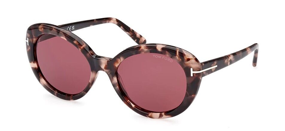 Tom Ford FT 1009 Lily-02 55Y Shiny Pink Havana/Bordeaux Women's Sunglasses