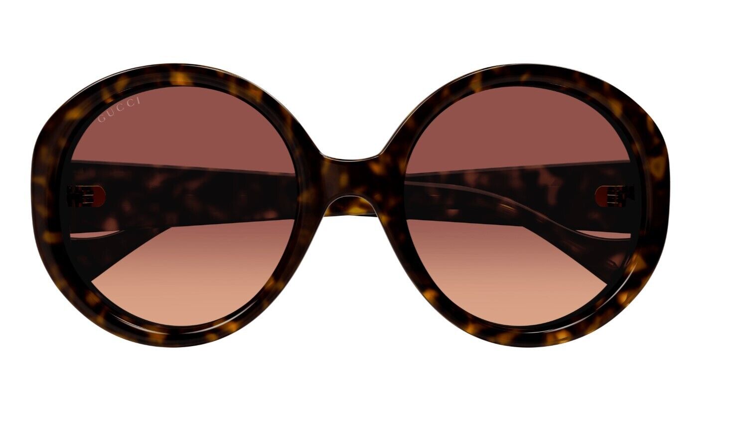 Gucci GG1256S 002 Havana/Red Double Gradient Oversize Round Women's Sunglasses