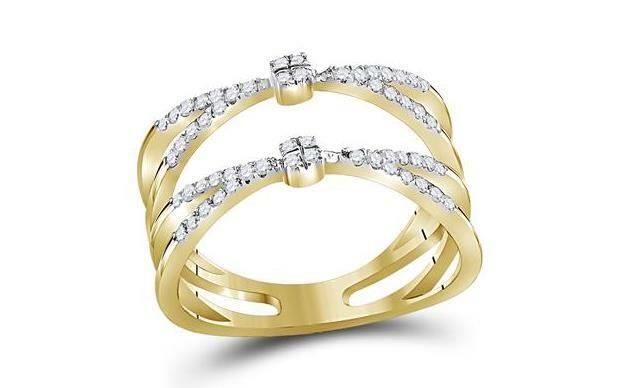 10kt Yellow Gold Diamond Womens Pinched Strand Band Ring 1/3 Cttw