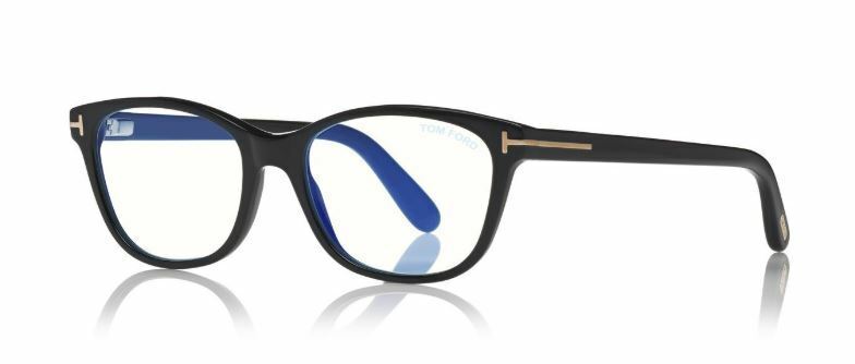 Tom Ford FT 5638-B 001 Shiny Black/Blue Block Women's Eyeglasses