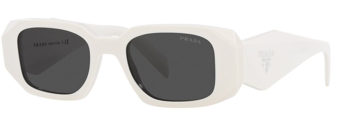 Prada 0PR 17WS 1425S0 Ivory/Dark Grey Rectangular 49mm Women's Sunglasses