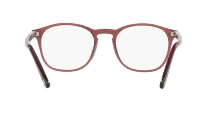 Persol 0PO3007V 1104 Red Burned Transparent/ Silver Square Men's Eyeglasses