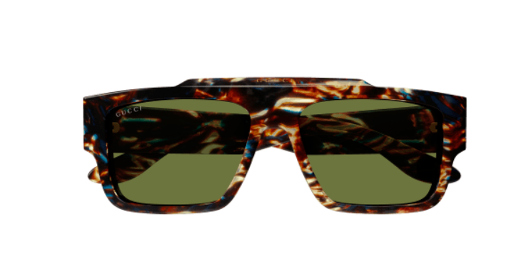 Gucci GG1460S 002 Havana/Green Square Men's Sunglasses