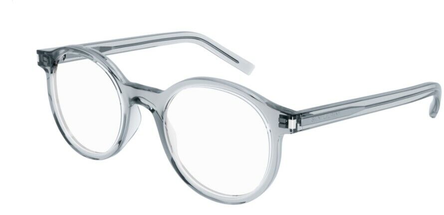 Saint Laurent SL521OPT 004 Transparent Grey Full-Rim Round Unisex Eyeglasses