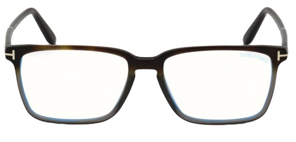 Tom Ford FT5696B 056 Grad. Shiny Havana/Grey Havana Blue Block Men's Eyeglasses