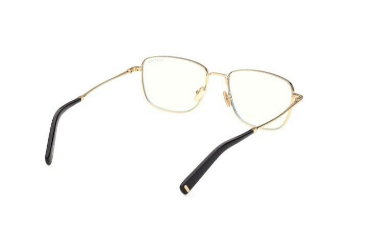 Tom Ford FT5748B 001 Shiny Black Enamel-Deep Gold / Blue Block Square Eyeglasses