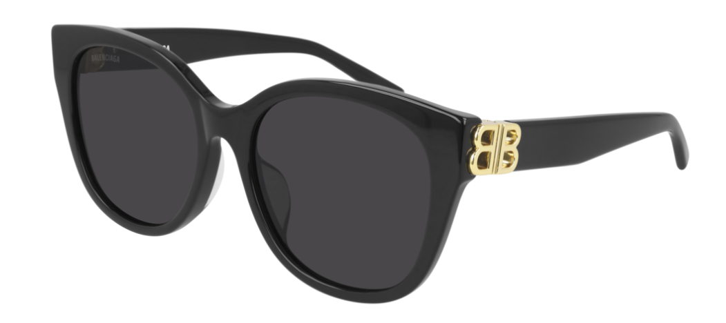 Balenciaga BB 0103SA 001 Black Gold/Gray Cat Eye Women's Sunglasses