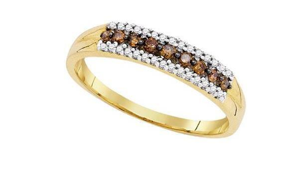 10kt Yellow Gold Brown Diamond Womens Band Ring 1/5 Cttw