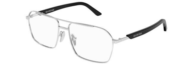 Balenciaga BB0248O 001 Silver-Black Square Men's Eyeglasses