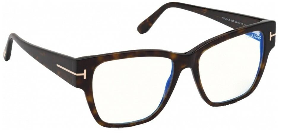 Tom Ford FT5745B 052 Shiny Classic Dark Havana Blue Block Square Eyeglasses