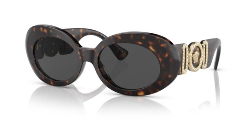 Versace 0VE4426BU 108/87 Havana/Dark Grey Oval Women's Sunglasses