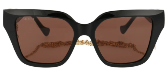 Gucci GG1023S 005 Black/Brown/Gold Cat Eye Women Sunglasses