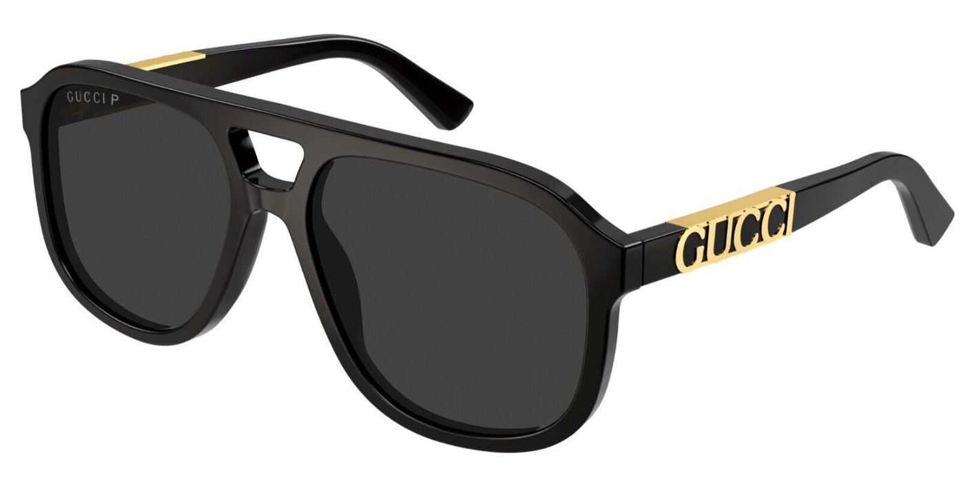 Gucci GG1188S 001 Black/Grey Polarized Oversized Teardrop Unisex Sunglasses