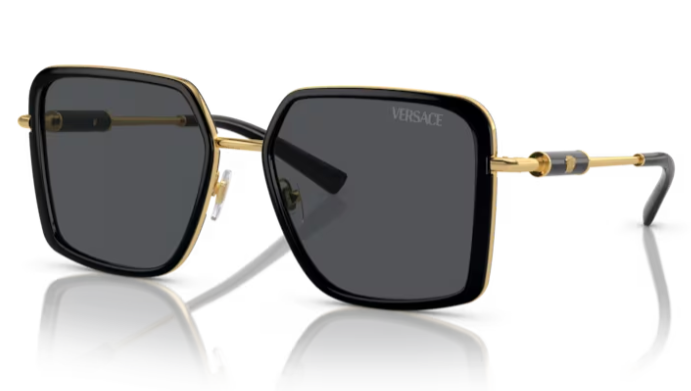 Versace VE2261 100287 Black/ Dark Grey Rectangle Women's Sunglasses