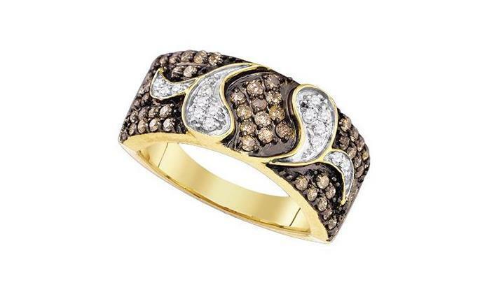 10kt Yellow Gold Brown Diamond Womens Cocktail Band Ring 7/8 Cttw