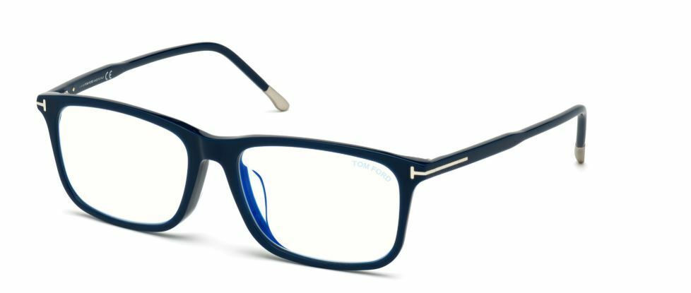 Tom Ford FT 5646-D-B 090 Navy Blue Palladium/Blue Block Eyeglasses