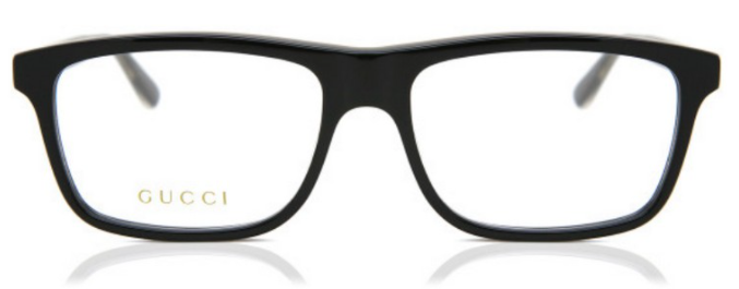Gucci GG 0384O 001 Shiny Black Rectangular Men's Eyeglasses