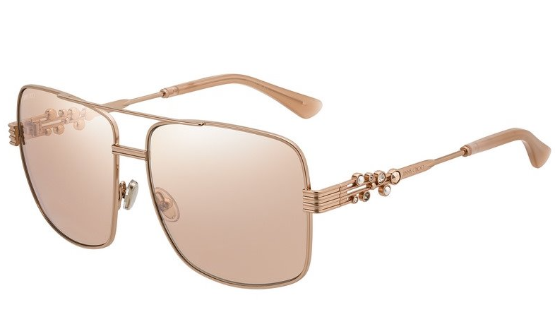 Jimmy Choo Tonia/S BKU/2S Rose Gold/Pink Mirrored Oversized Women's Sunglasses