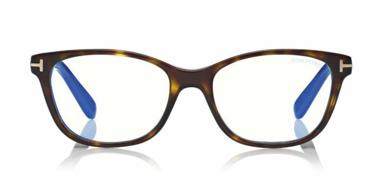 Tom Ford FT 5638-B 052 Dark Havana/Blue Block Women's Eyeglasses