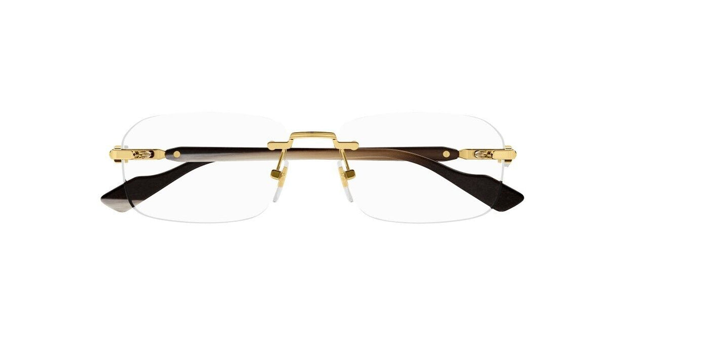 Gucci GG1221O 002 Gold-Brown Rectangular Narrow Rimless Men's Eyeglasses