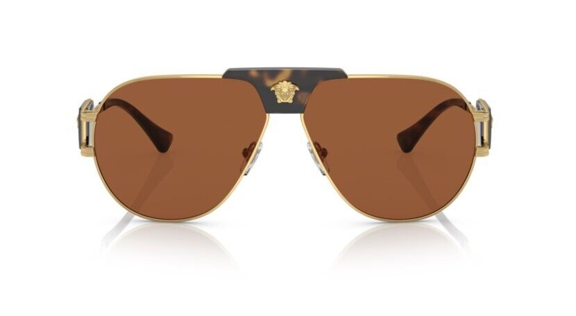 Versace 0VE2252 147073 - Gold / Dark Brown Polished Havana Men's Sunglasses