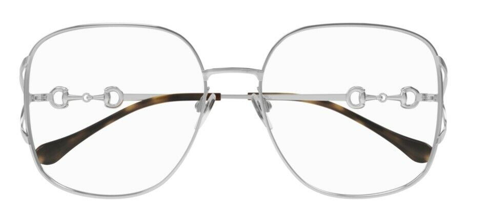 Gucci GG 1019O-002 Silver Metal Oversized Square Women Eyeglasses