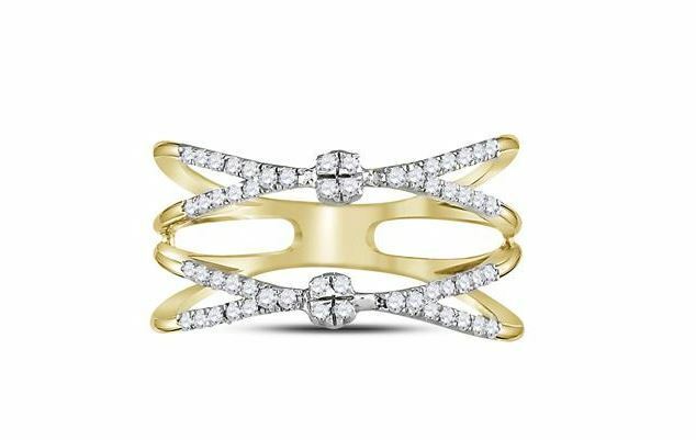 10kt Yellow Gold Diamond Womens Pinched Strand Band Ring 1/3 Cttw
