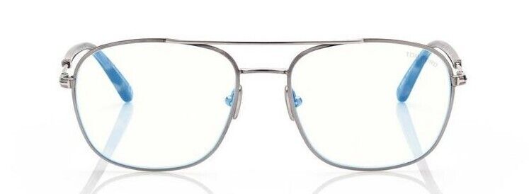 Tom Ford FT5830-B 008 Shiny Dark Gunmetal/Blue Block Men's Eyeglasses