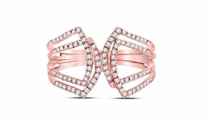 10kt Rose Gold Diamond Womens Fashion Band Ring 1/4 Ct