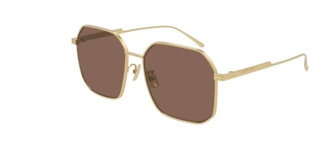 Bottega Veneta BV1108SA 002 Gold/Brown Soft Square Women's Sunglasses
