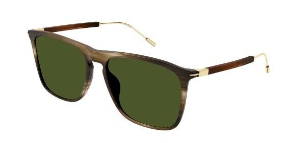 Gucci GG 1269S 003 Havana-Gold/Green Rectangular Men's Sunglasses