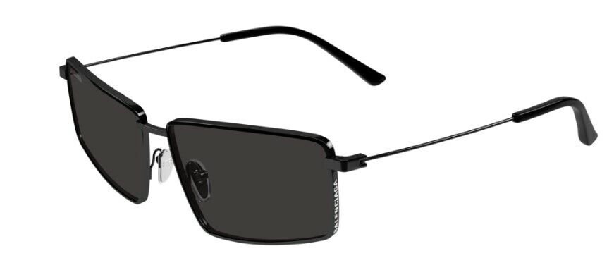 Balenciaga BB0195S 001 Black/Grey Metal Full-Rim Rectangle Men's Sunglasses