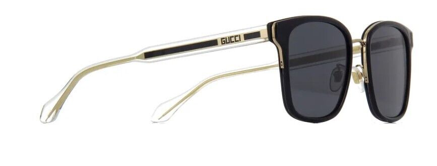 Gucci GG0563SKN 001 Black-Crystal/Grey Soft Square Men's Sunglasses