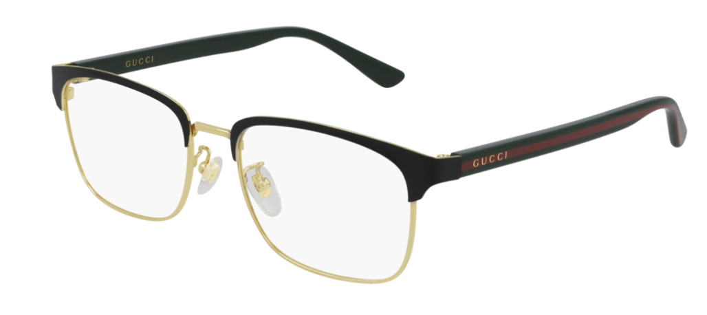 Gucci GG 0934OA 001 Black Gold/Green Square Men's Eyeglasses